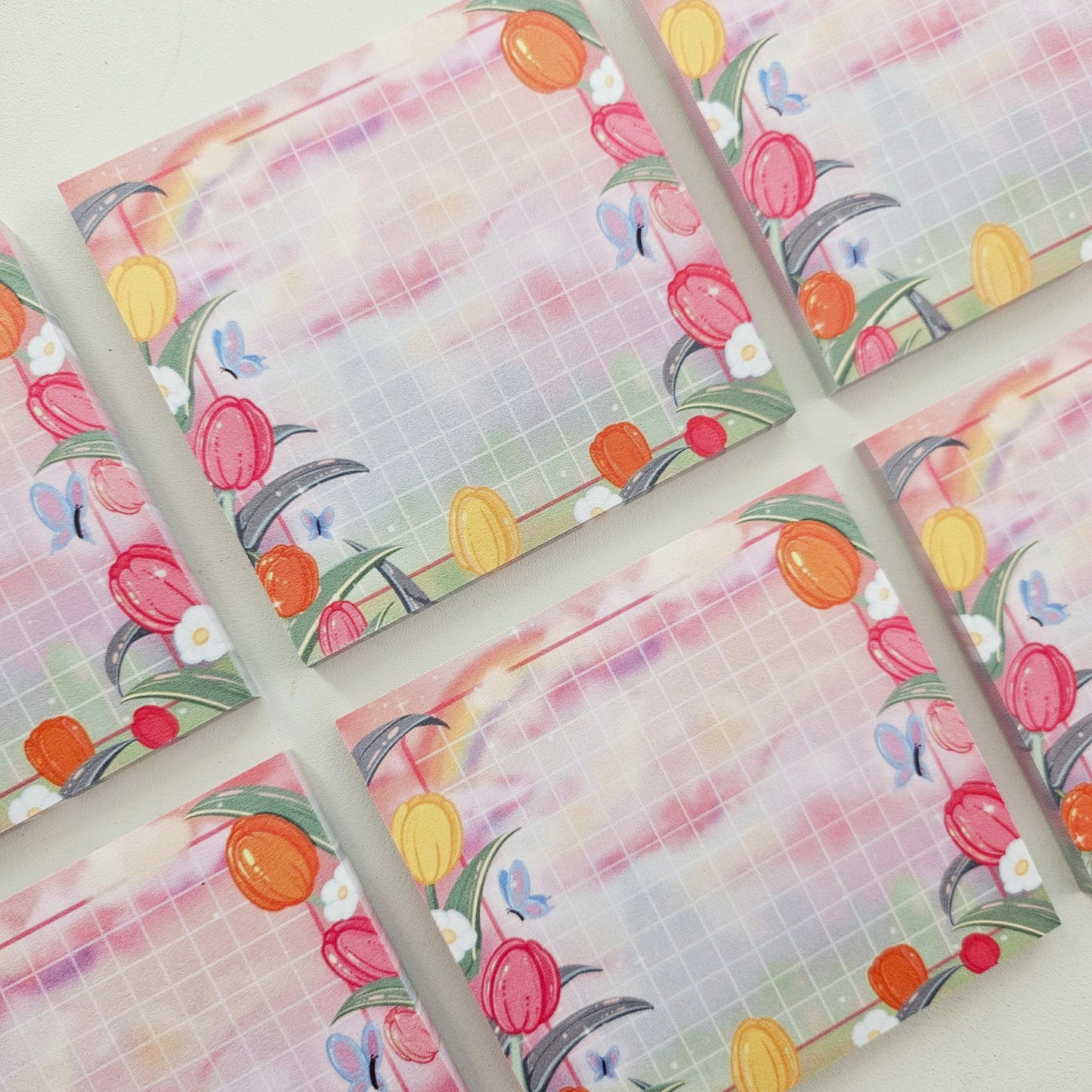 Stationary Set Tulip Garden Note Pad Sticky Note Sticker Pen Set