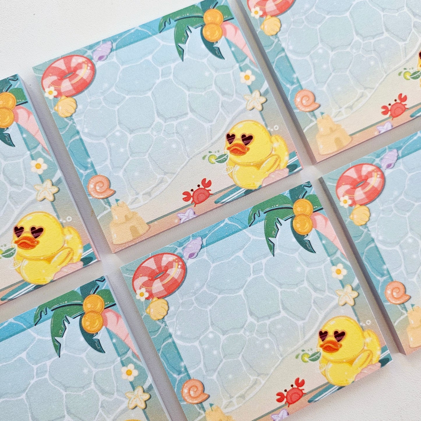 Stationary Set Ducky Day at the Beach Note Pad Sticky Note Sticker Pen Set