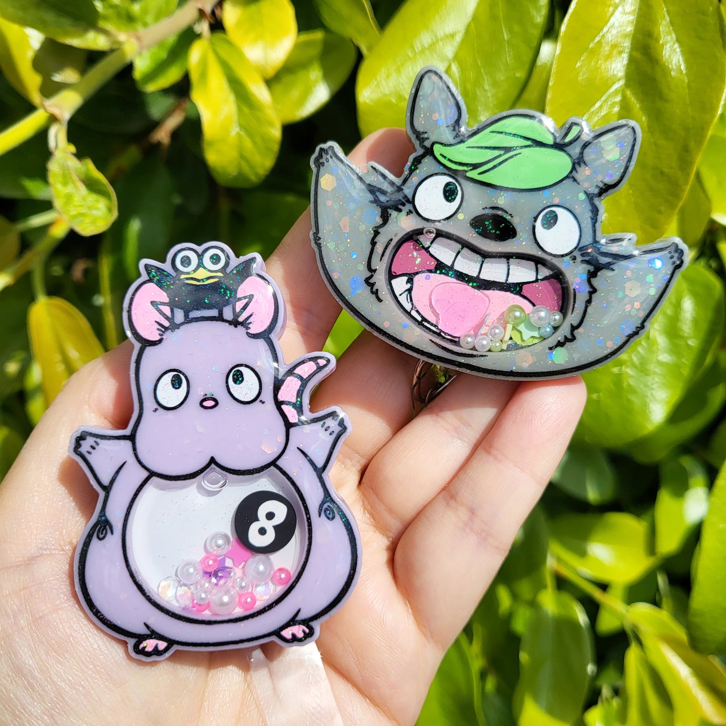 SG Kawaii Mouse Handmade Resin Shaker Keychain Charms Badge Reels