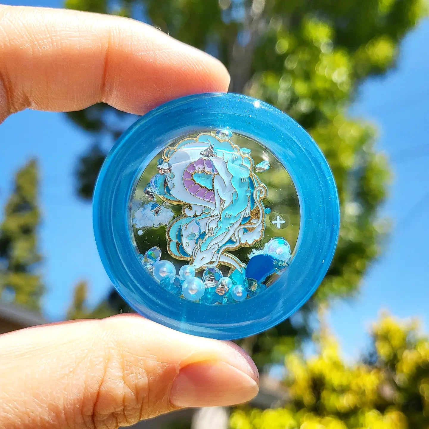SG Kawaii Resin Shaker Dragon Charm Phone Grip Keychain Badge Reel