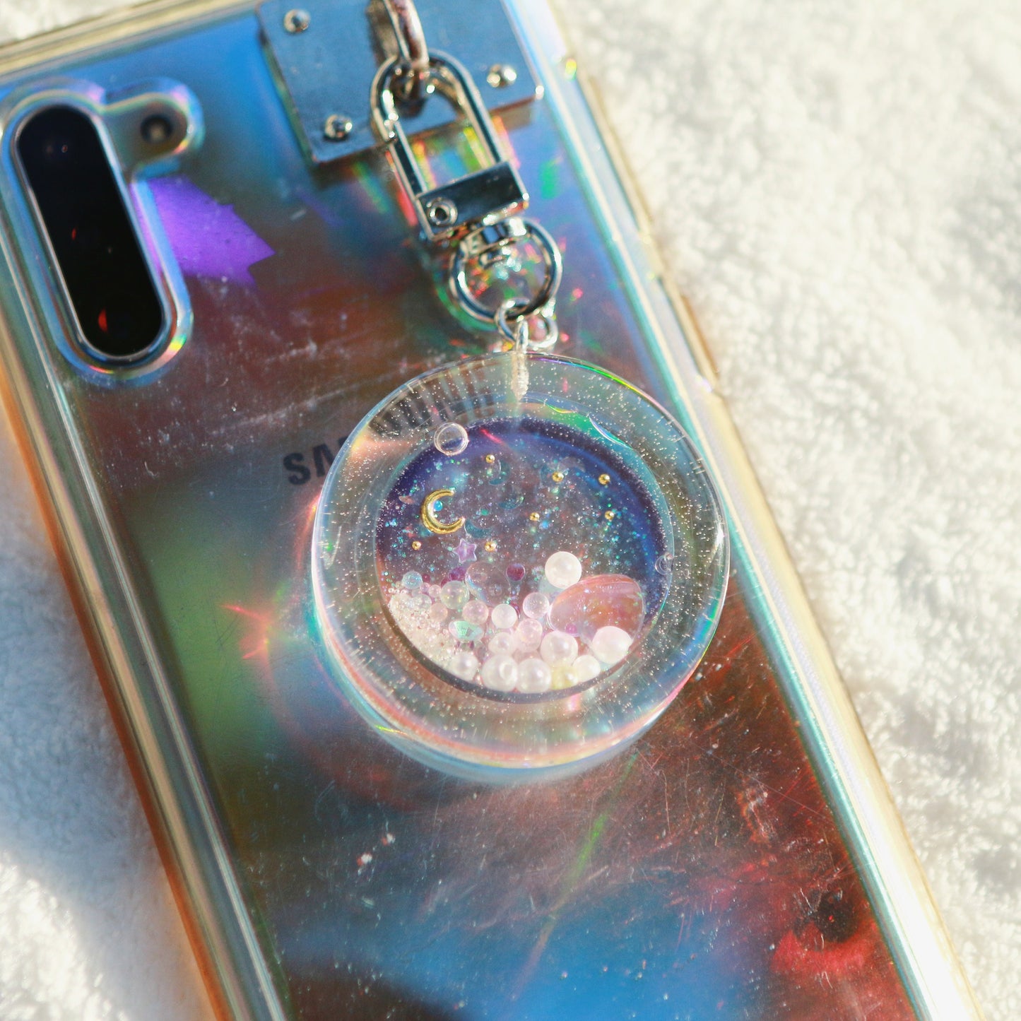 MS Sunset Resin Water Shaker Keychain Charm Phone Accessories Grip