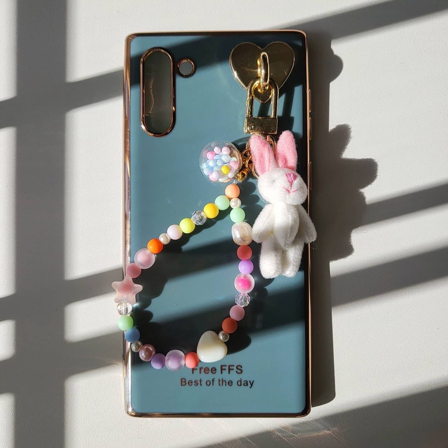 PC Bunny and Bear Plushie with Beads Strap Keychain with hook