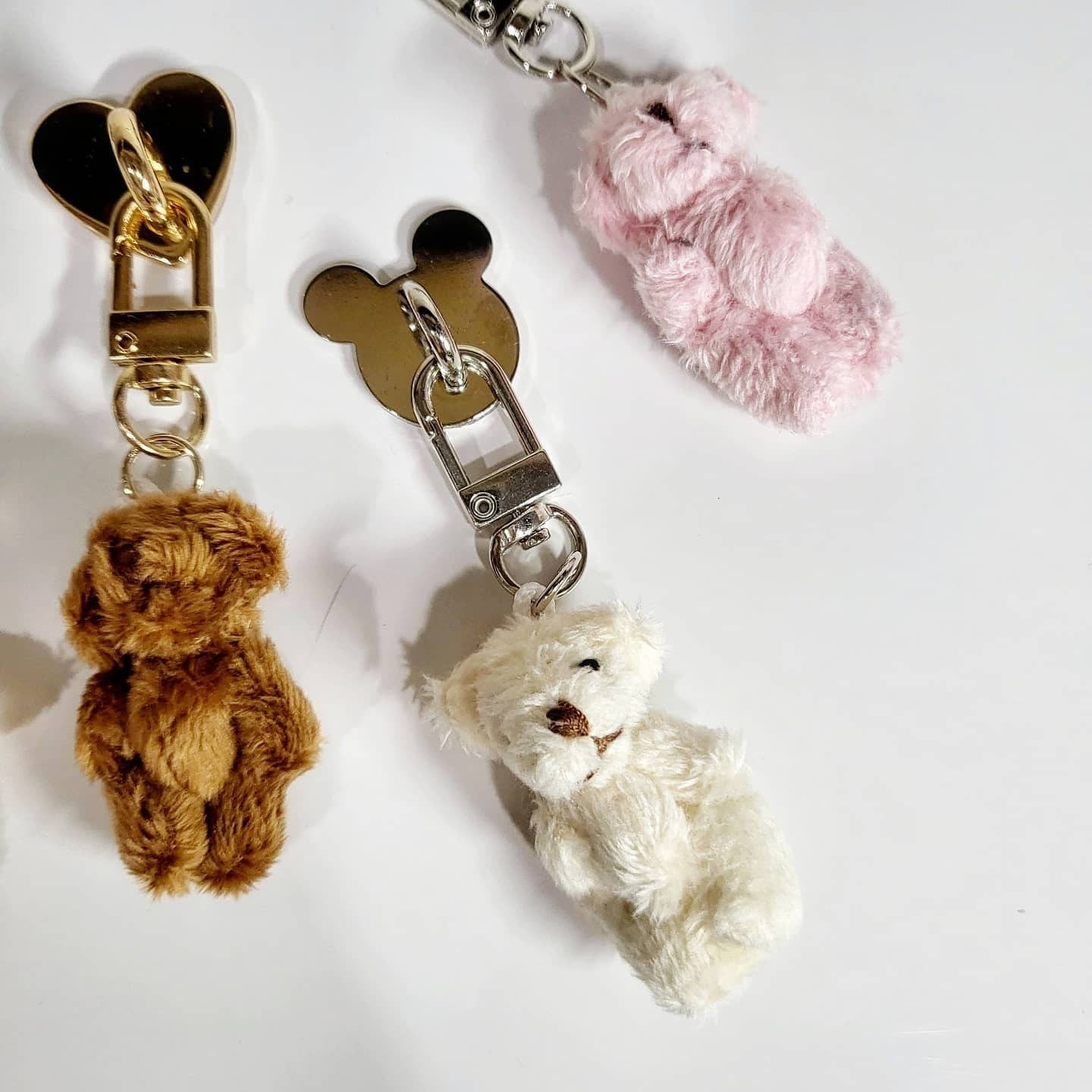 PC Bunny and Bear Plushie Phone Charm Keychain with Heart Hook