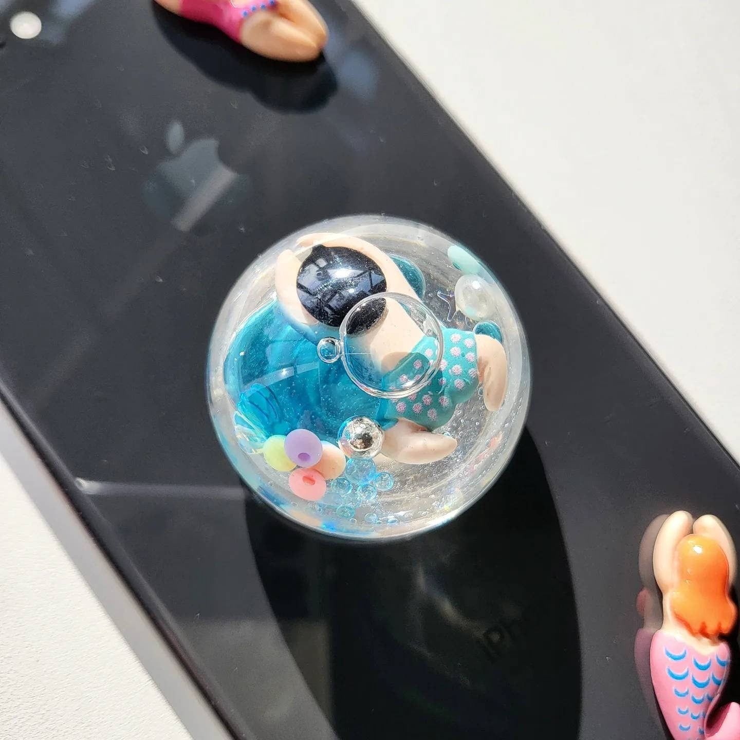 TTE Originals Custom Handmade Resin Shaker Swimming Swimmers Hemisphere Phone Grips