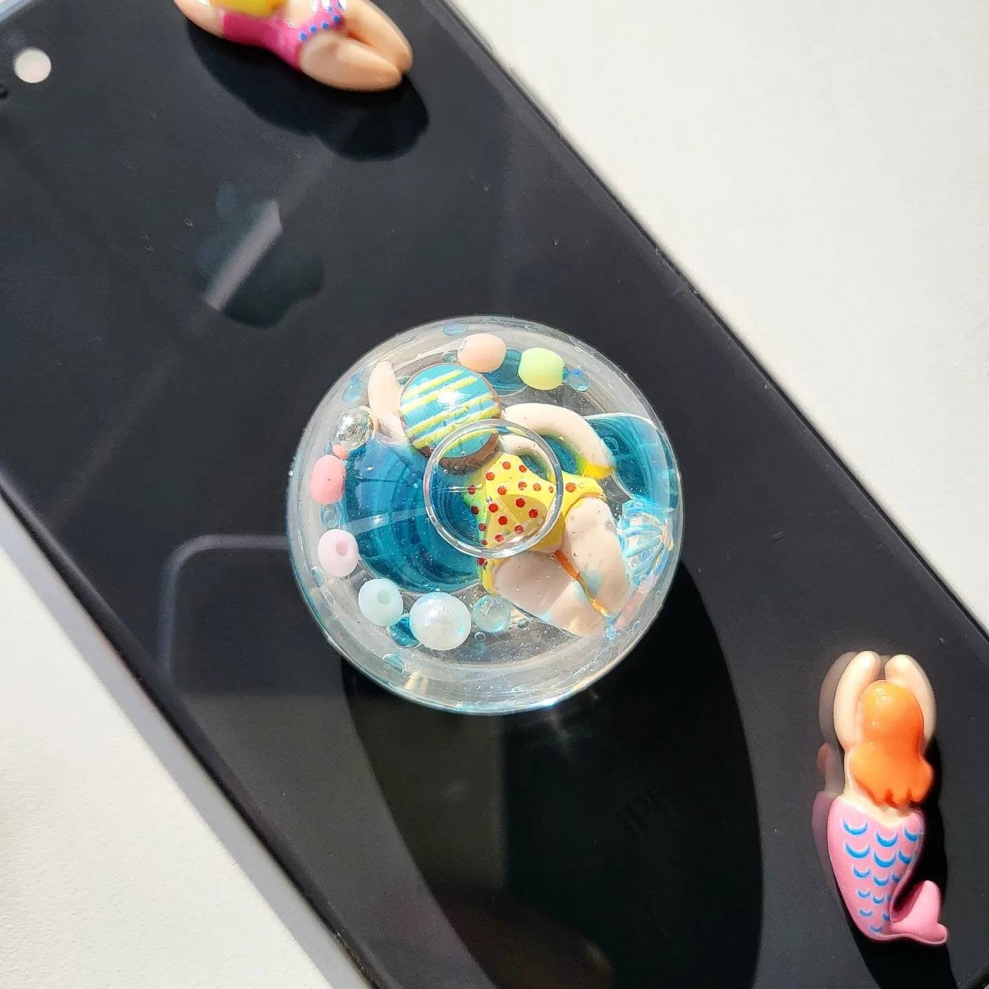 TTE Originals Custom Handmade Resin Shaker Swimming Swimmers Hemisphere Phone Grips