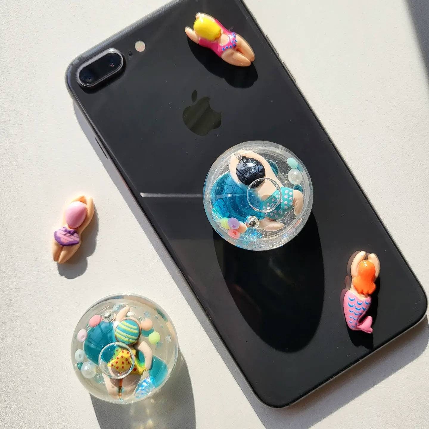 TTE Originals Custom Handmade Resin Shaker Swimming Swimmers Hemisphere Phone Grips