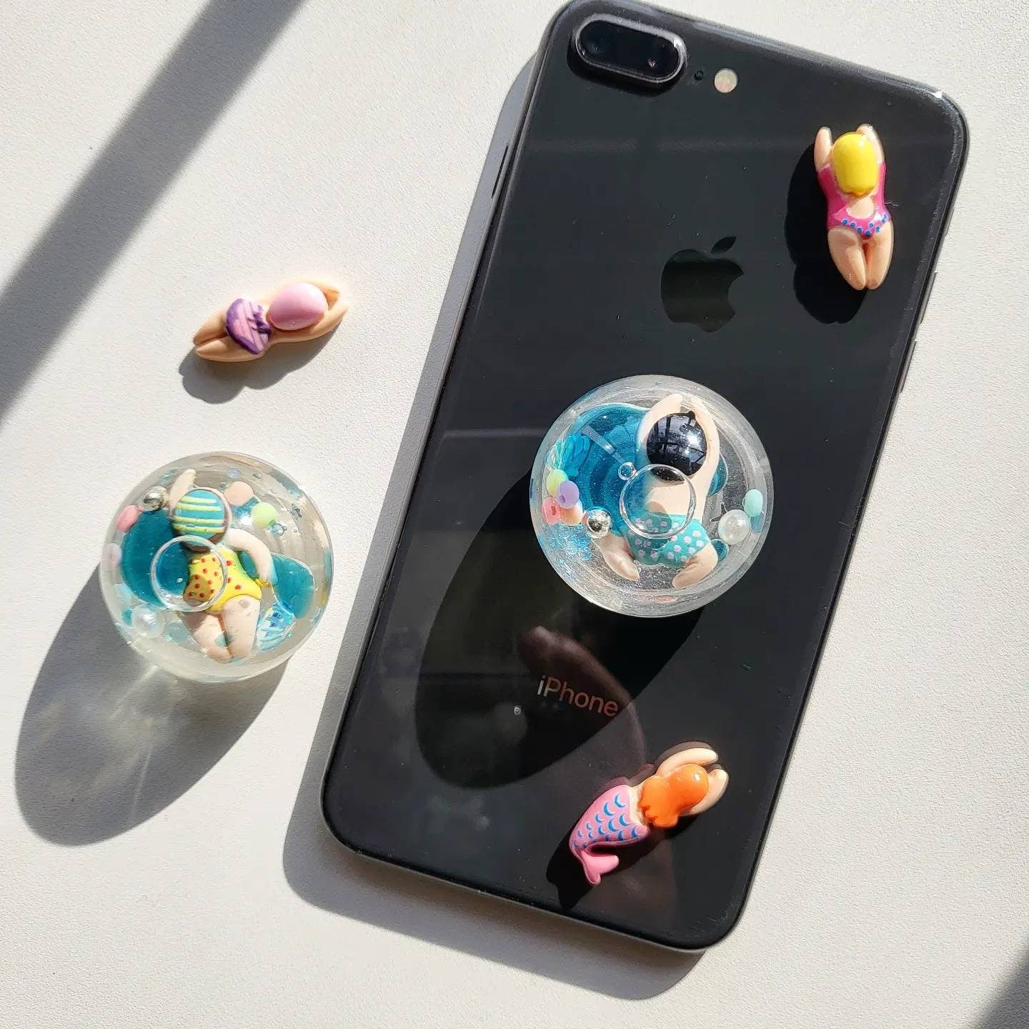 TTE Originals Custom Handmade Resin Shaker Swimming Swimmers Hemisphere Phone Grips