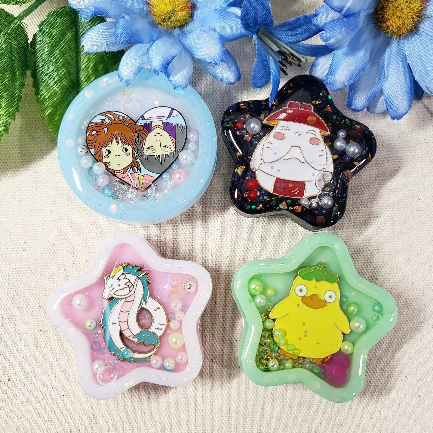 SG Kawaii Resin Shaker Charm Phone Grip Keychain Badge Reel