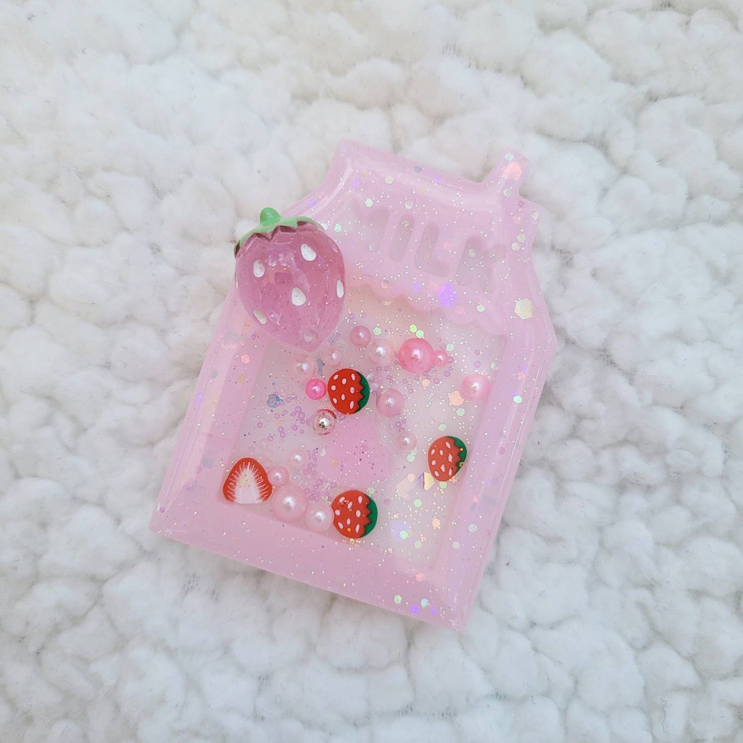 MS Milk Carton Handmade Resin Shaker Charm Keychain Phone Grip Badge Reel