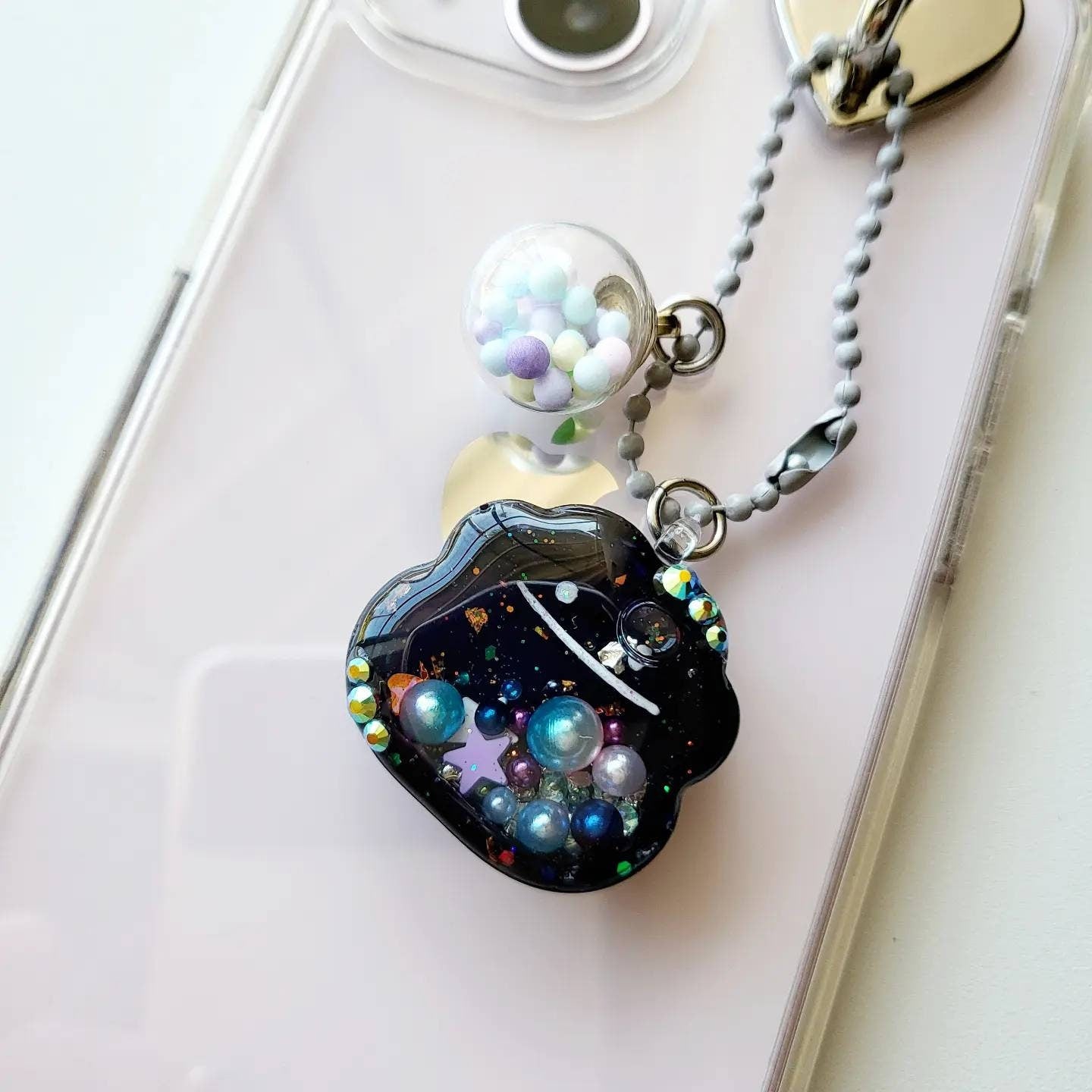 PM Handmade Resin Shaker Charm Slime Phone Grip Keychain Badge Reel