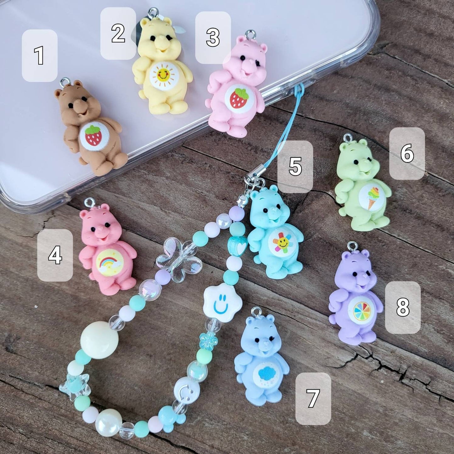 PC Bear Beads Phone Charm Strap Phone Accessories