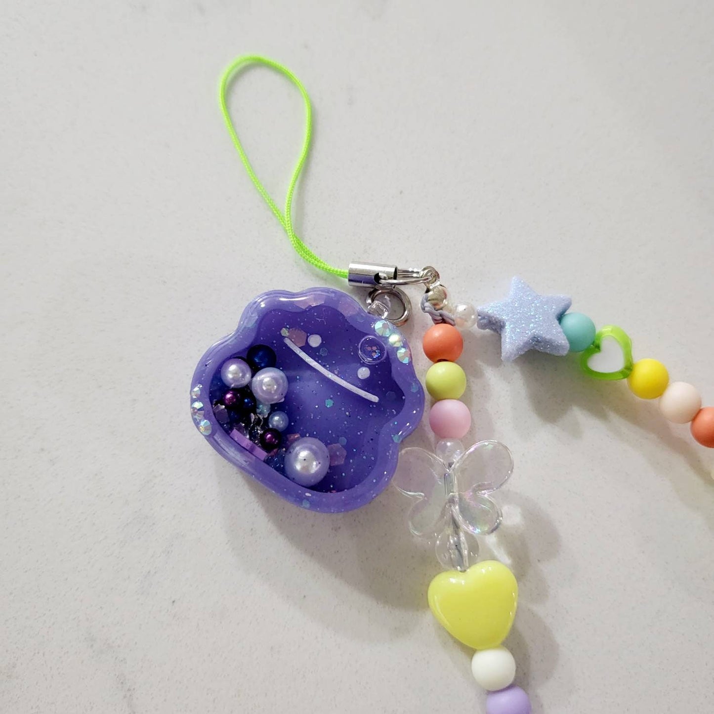 PM Handmade Resin Shaker Charm Slime Phone Grip Keychain Badge Reel