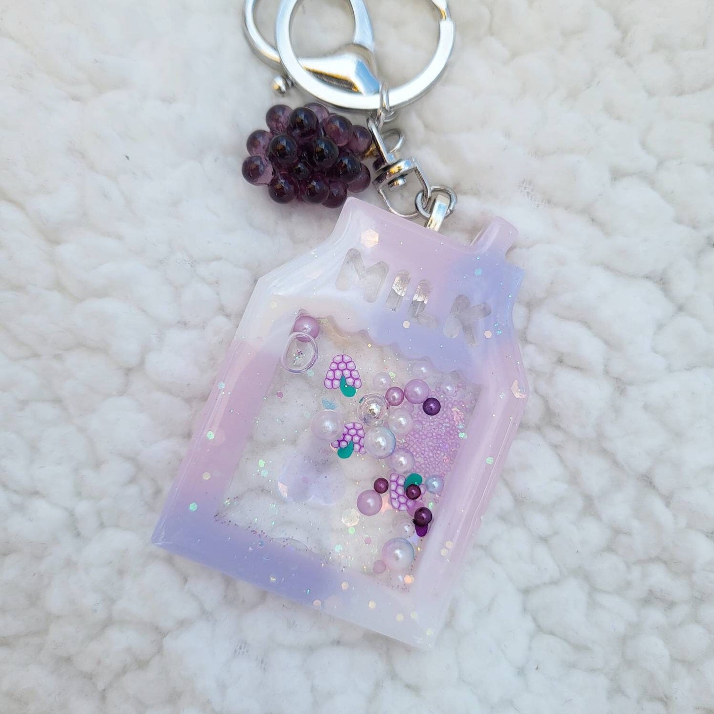 MS Milk Carton Handmade Resin Shaker Charm Keychain Phone Grip Badge Reel