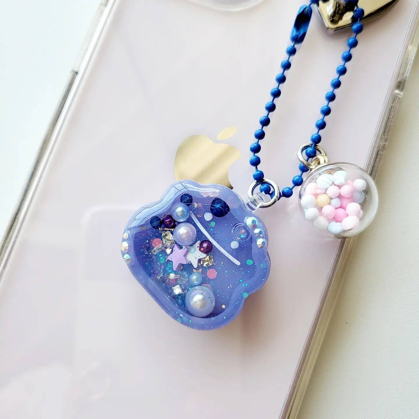 PM Handmade Resin Shaker Charm Slime Phone Grip Keychain Badge Reel