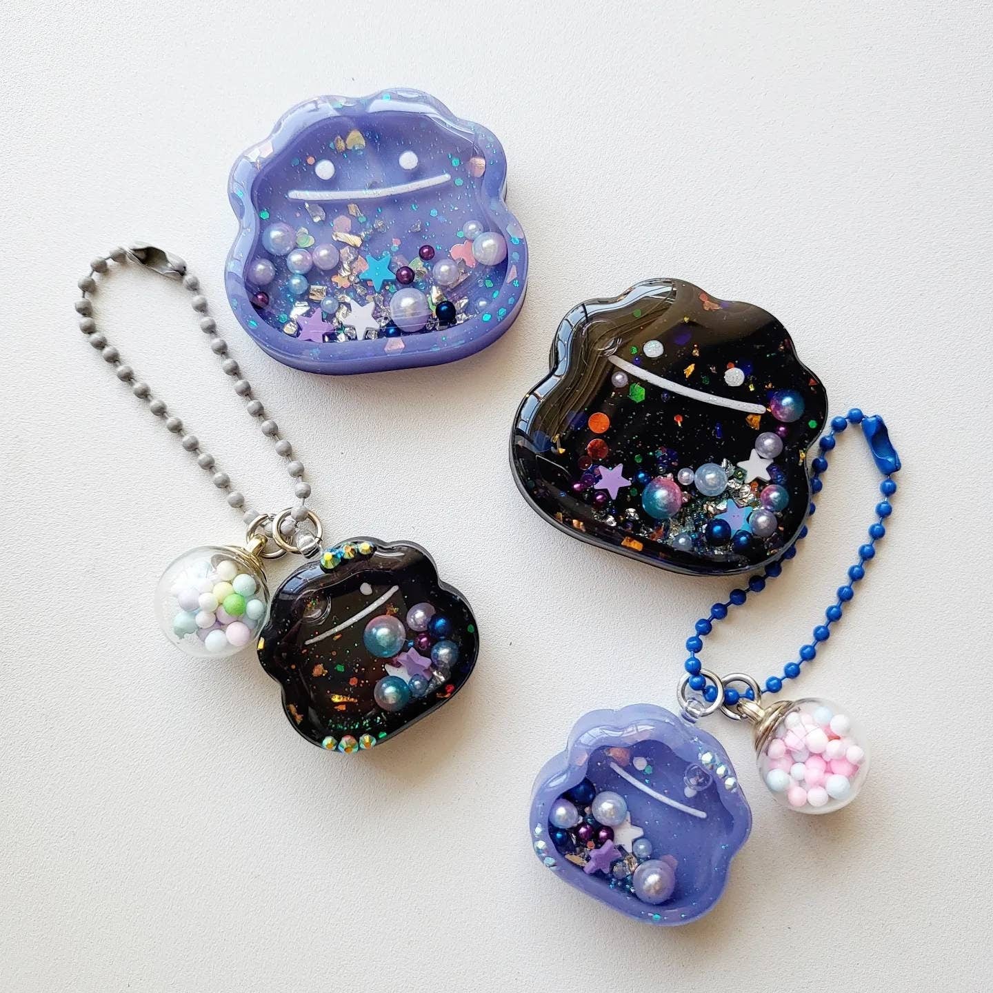 PM Handmade Resin Shaker Charm Slime Phone Grip Keychain Badge Reel