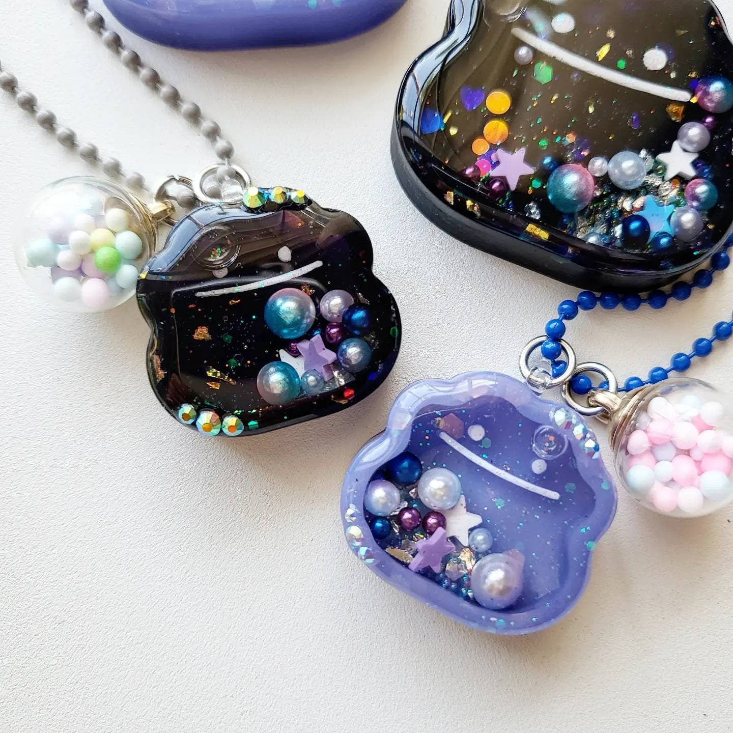 PM Handmade Resin Shaker Charm Slime Phone Grip Keychain Badge Reel