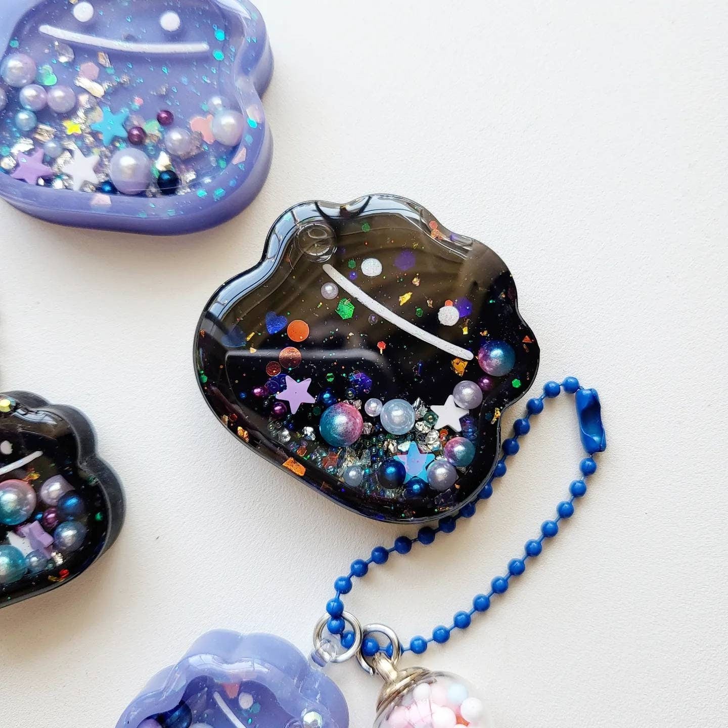 PM Handmade Resin Shaker Charm Slime Phone Grip Keychain Badge Reel