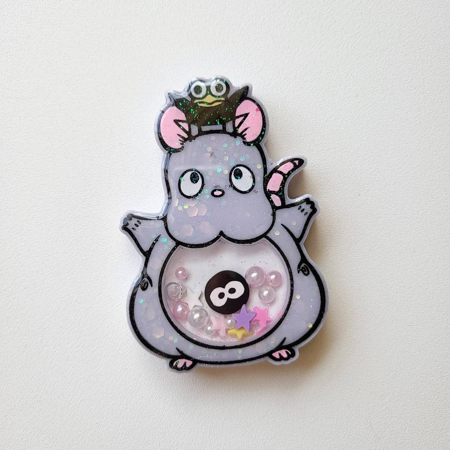 SG Kawaii Mouse Handmade Resin Shaker Keychain Charms Badge Reels