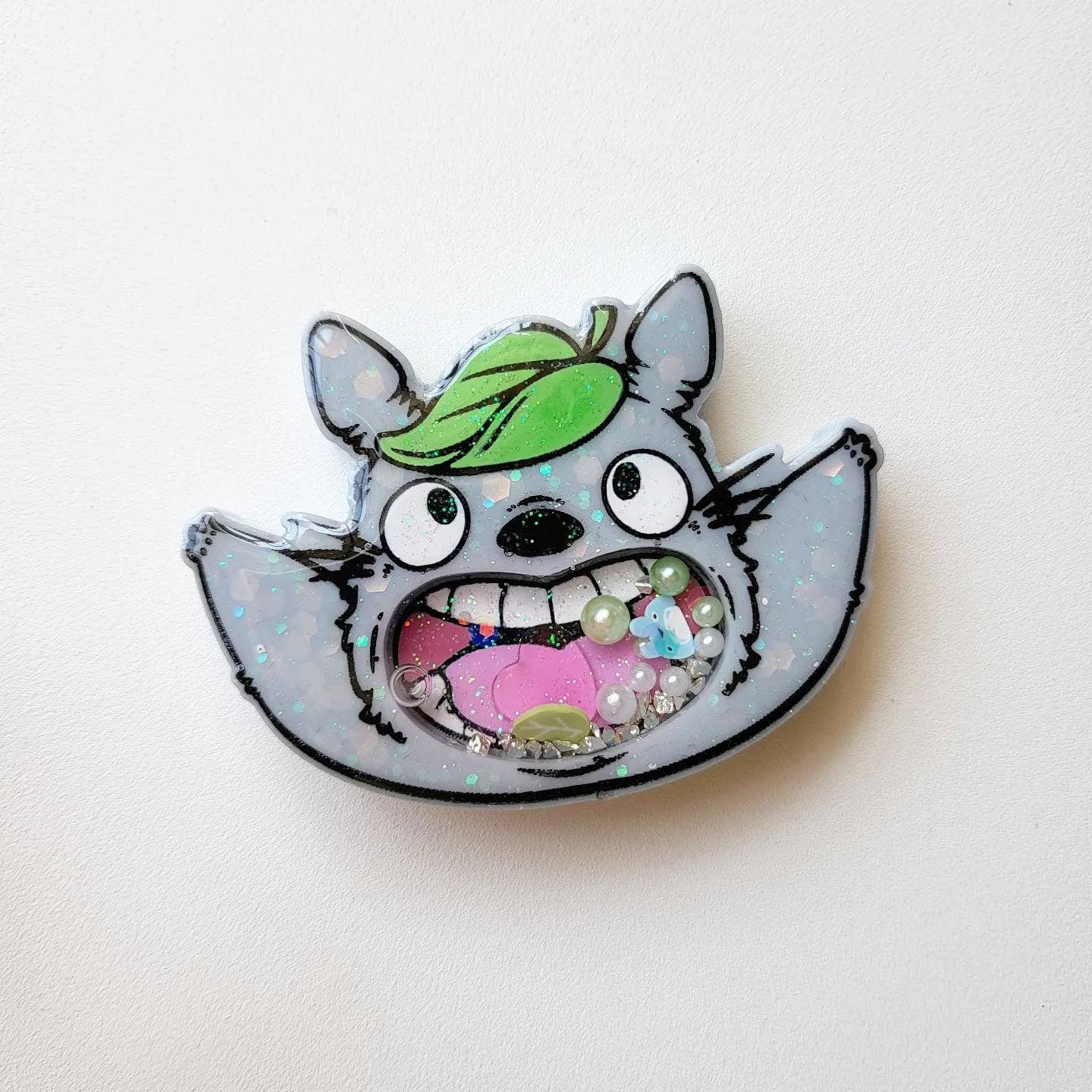 SG Kawaii Mouse Handmade Resin Shaker Keychain Charms Badge Reels